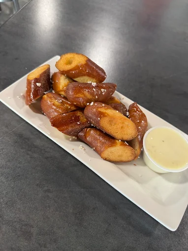 Warm pretzel bites with beer cheese
